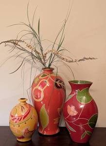 lot 157 image: Three Colorful Toyo by Jill Rosenwald Vases