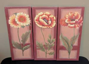 lot 163 image: Three Floral Canvas Prints