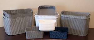 lot 202 image: Decorative Plastic Storage Bins