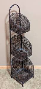 lot 205 image: Three Tier Bronze Metal Basket Stand