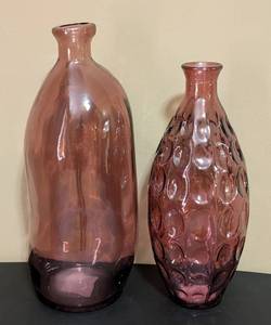 lot 244 image: Pair of Pretty Purple Glass Vases