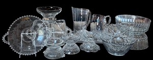 lot 230 image: Variety of Clear Glass Items including Glass Juice Pitchers and More