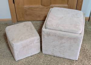 lot 266 image: Taupe Storage Ottoman and Footstool Set