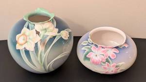 lot 267 image: Pair of Floral Porcelain Franz Vases