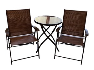 lot 213 image: Pair of Folding Patio Chairs and Accent Table