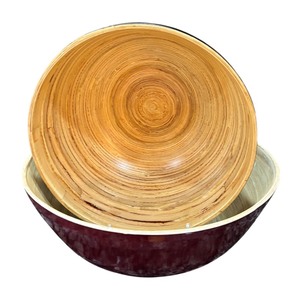 lot 188 image: Two Beautiful Bowls including Black Salad Bowl by Woodard & Charles LTD & a Handmade Dark Red Simply Bamboo