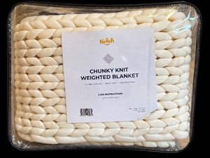 lot 84 image: New in Package Chunky Cream Knit Weighted Blanket