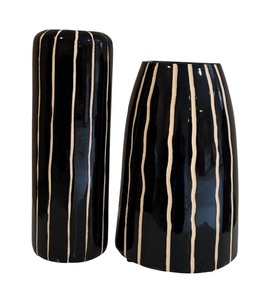 lot 41 image: Two Beautiful Vases in Navy with White Stripes