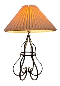 lot 57 image: Ethan Allen Scrolled Metal Table Lamp with Cream Shade