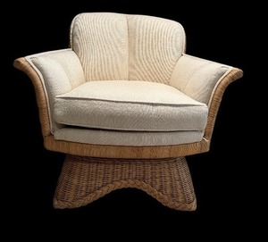 lot 47 image: Vintage Karedesen Rattan Chair  Vintage Regency Style Rattan Chair