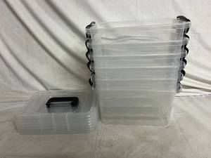 lot 10 image: 6 Cetomo Plastic Storage Bin Tote Stackable and Nestable Organizing Container
