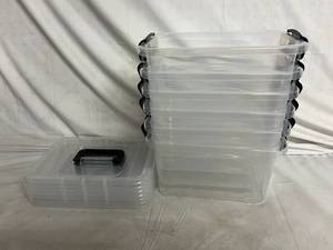 lot 11 image: 6 Cetomo Plastic Storage Bin Tote Stackable and Nestable Organizing Container