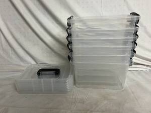 lot 12 image: 6 Cetomo Plastic Storage Bin Tote Stackable and Nestable Organizing Container