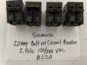 lot 84 image: Siemens 20AMP Bolt On Circuit Breakers 2 Pole 120240 VAC B220