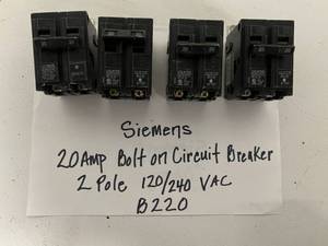 lot 87 image: Siemens 20AMP Bolt On Circuit Breakers 2 Pole 120240 VAC B220