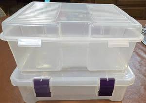 lot 369 image: Pair of Plastic Hinged Storage Containers