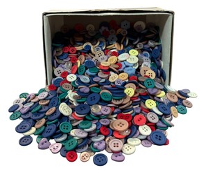 lot 420 image: Awesome Lot of Matte Buttons including Blues, Hearts, Purple, Green and More