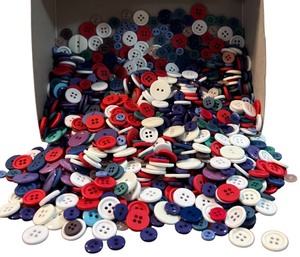 lot 408 image: Buttons Galore with Red, Purple, Blue, White and Green