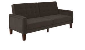 lot 371 image: Better Homes & Gardens Porter Fabric Tufted Futon, Gray Linen
