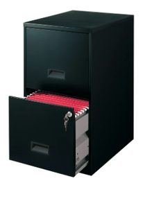 lot 386 image: Space Solutions 18 Deep 2 Drawer Letter Width Vertical File Cabinet, Black