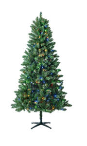 lot 505 image: 7.5 ft Pre-Lit Kennedy Fir Artificial Christmas Tree with 400 Color-Changing LED Lights and Stand, by Holiday Time