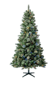 lot 506 image: 7.5 ft Pre-Lit Liberty Cashmere Pine Artificial Christmas Tree with 300 Color-Changing LED Lights and Stand, by Holiday Time
