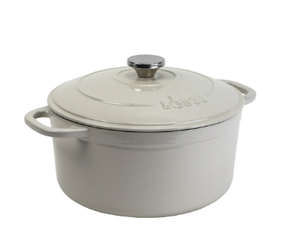 lot 507 image: Lodge Cast Iron 5.5qt Oyster White Enameled Dutch Oven