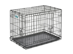 lot 517 image: MidWest Double Door iCrate Metal Dog Crate, Includes Leak-Proof Pan, Floor Protecting Feet, Divider Panel