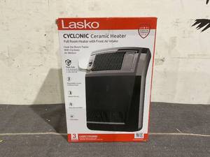 lot 101 image: Lasko 1500W Cyclonic Ceramic Console Electric Space Heater with Timer, CC24925