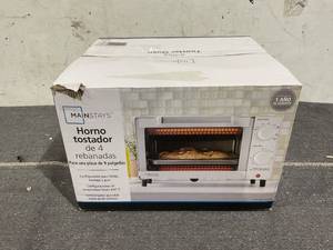 lot 122 image: Mainstays 4 Slice Toaster Oven with 3 Settings, Includes Baking Rack and Pan