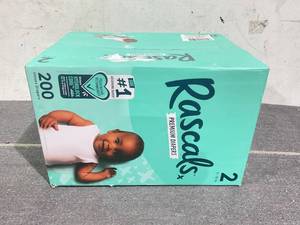 lot 159 image: Rascals Premium Absorbent Baby Diapers Size 2, 200 Count