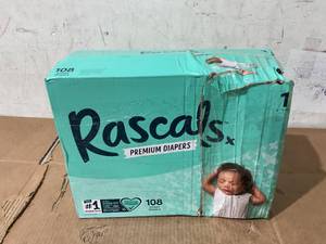 lot 238 image: Rascal  Friends Premium Diapers, Size 1, 108 Count Absorbing Diaper