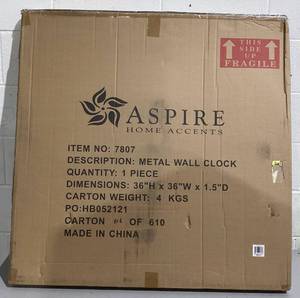 lot 525 image: Aspire Home Accents 7807 - Solange Round Metal Wall Clock - 36 Gray