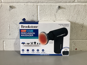 lot 533 image: Brookstone Cordless Hot and Cold Percussion Deep Tissue Massager Gun, 6 Intensity Levels