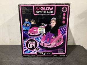 lot 613 image: 6V Pink Glow Bumper Car, Battery Powered Ride on for Children, Ages 1.5, by Flybar