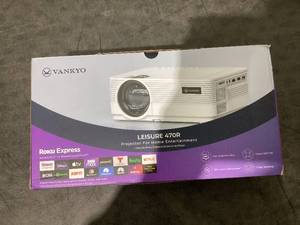 lot 625 image: VANKYO Leisure 470 HD Mini Projector with Roku Express Streaming Player, 50000 Hrs LED Life, 240 Display Screen for Home Theater & Outdoor Movies