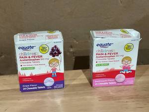 lot 364 image: LOT OF 24 Equate Childrens Acetaminophen Pain & Fever Relief Chewable Tablets, 160 mg