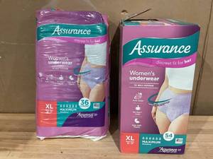 lot 393 image: LOT OF 2 Assurance Womens Incontinence & Postpartum Underwear, XL , Maximum Absorbency