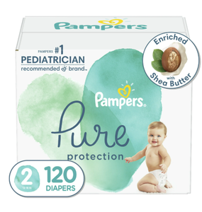 lot 151 image: Pampers Pure Protection Natural Diapers, Size 2, 120 Ct