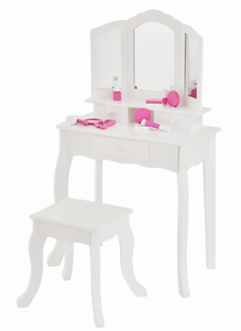 lot 100 image: Teamson Kids Little Princess Ashley Wooden Makeup Vanity Playset with Stool
