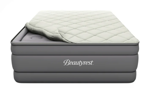 lot 239 image: Queen Size Beautyrest 20 Cushion Aire Quilted Removable Pillow Top Air Bed Mattress with Built-in Pump