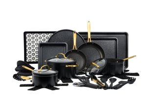 lot 434 image: Thyme & Table 32-Piece Cookware & Bakeware Non-Stick Set, Black