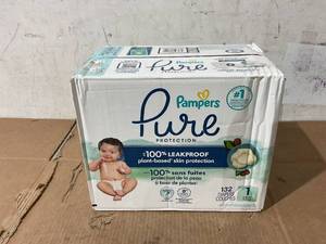 lot 251 image: Pampers Pure Protection Diapers Enormous Pack - Size 1 - 132ct