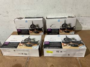 lot 279 image: LOT OF 4 7PCS Mainstays Non Stick Aluminium Cookware Set
