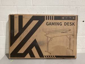 lot 484 image: Gaming Desk with Monitor Stand,Smart Led Light & Mouse Pad T-Shaped Office Chair Desk Spacious Work Surface Table, Black