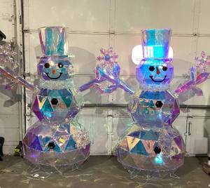 lot 640 image: LOT OF 2 6 Pre-Lit Prismatic Snowman