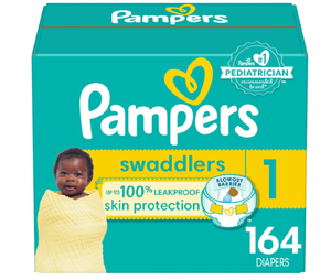 lot 115 image: Pampers Baby Diapers - Swaddlers - Size 1, 164 Count, Ultra Absorbent Disposable Infant Diaper