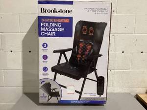 lot 89 image: Brookstone Shiatsu and Dual Heating Folding Massage Chair, High Quality Material
