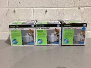lot 579 image: LOT OF 3 Premier Pet 60 oz. Pet Fountain, Automatic for Cats
