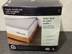 lot 675 image: Allswell 3 Sleep Cool Memory Foam Mattress Topper Infused with Graphite, Queen